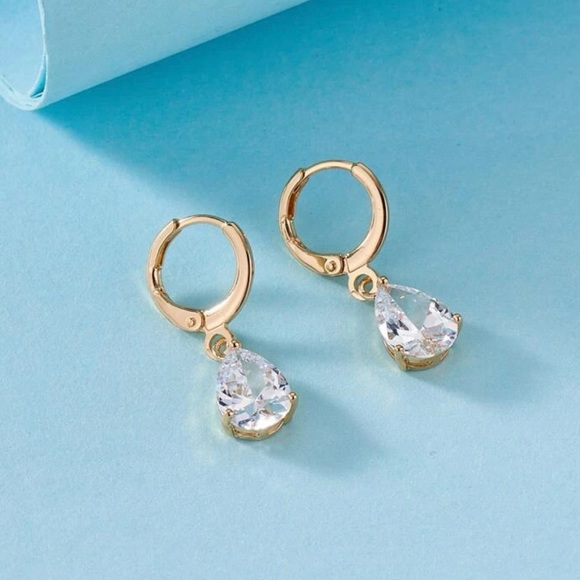Cubic Zirconia Teardrop Dangle Earrings - Picture 3 of 3